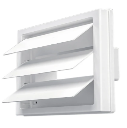 Грати 150х150мм з гравітаційними жалюзі та фланцем 55х110мм