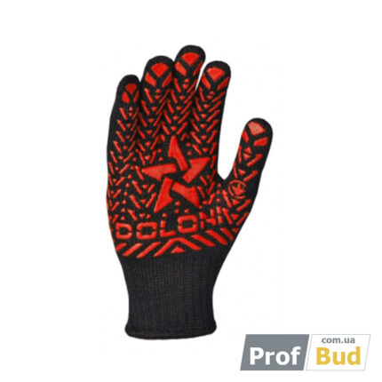 4080 Рукавички 'Doloni' з ПВХ-рисунком чорні 7 клас 11 розмір