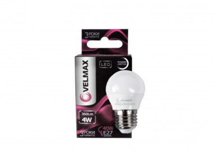 LED Лампа VELMAX G45 4W E27 4100K 360Lm 00-20-30