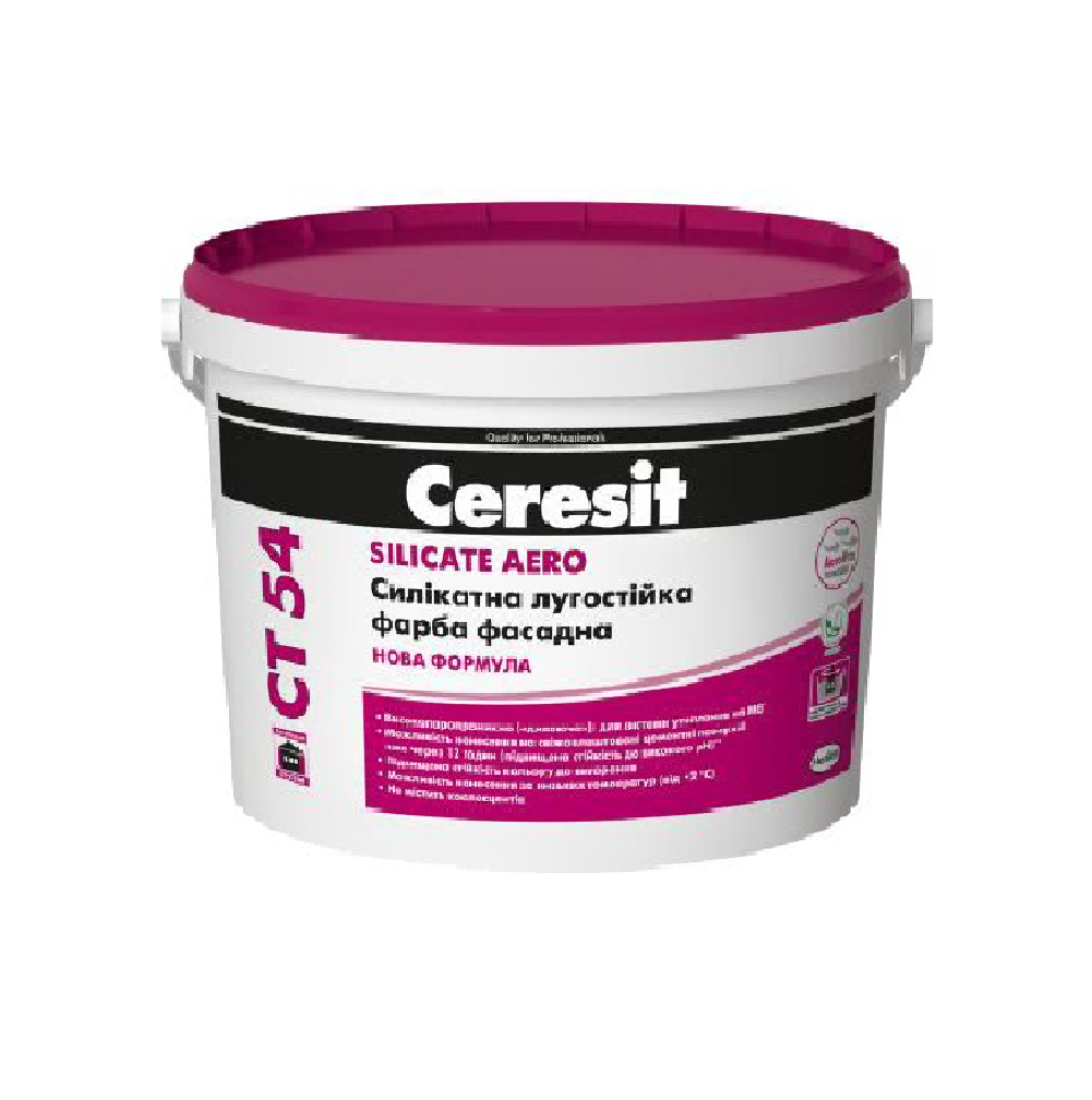 54 СТ 54 Фарба силікатна фасадна база А, 10 л. - Зображення 1