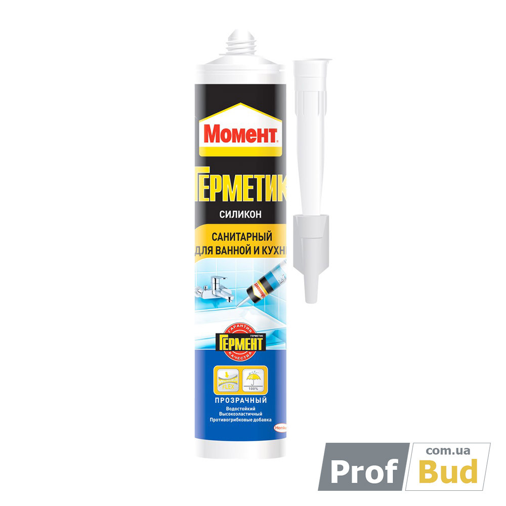 moment-2 Герметик силиконовый санитарный Момент прозрачный, 280 мл - Зображення 1