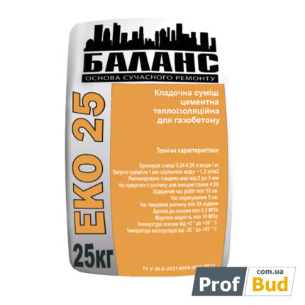 Еко 25 Суміш для кладки газобетону, 25 кг